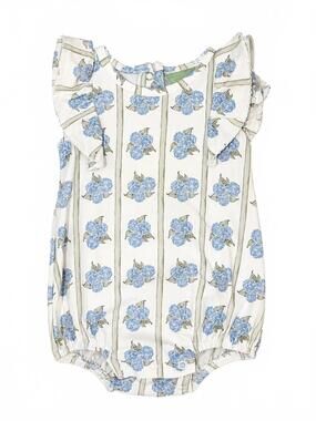 NEW SAGE & LILLY girls' hydrangea flutter sleeve bubble in white blue